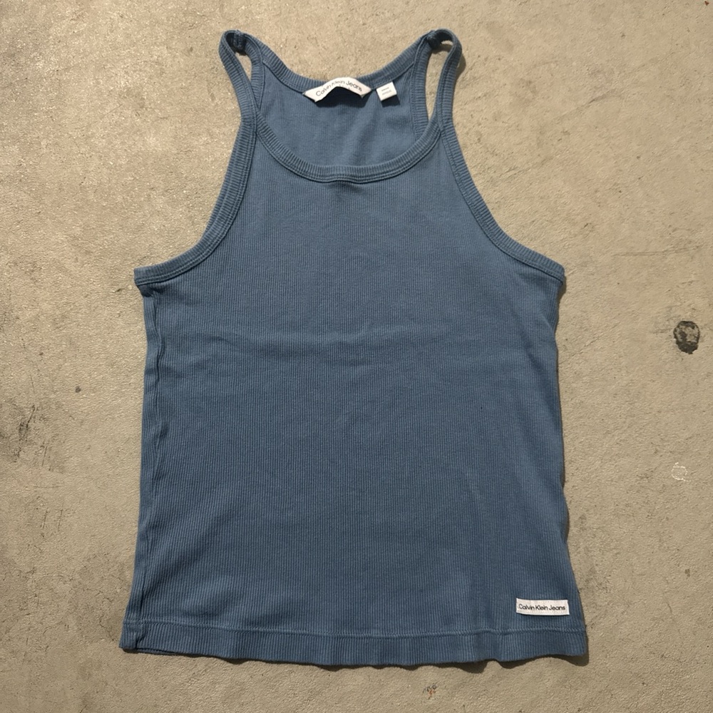 Calvin Klein Jeans Ribbed Blue Tank